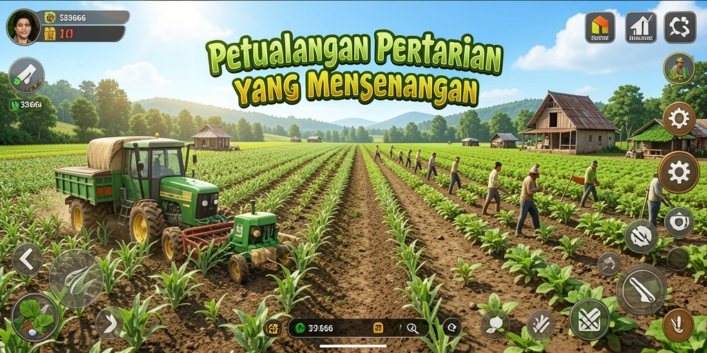 Tampilan gameplay <strong>333666</strong> yang menggambarkan aktivitas bertani yang menyenangkan.