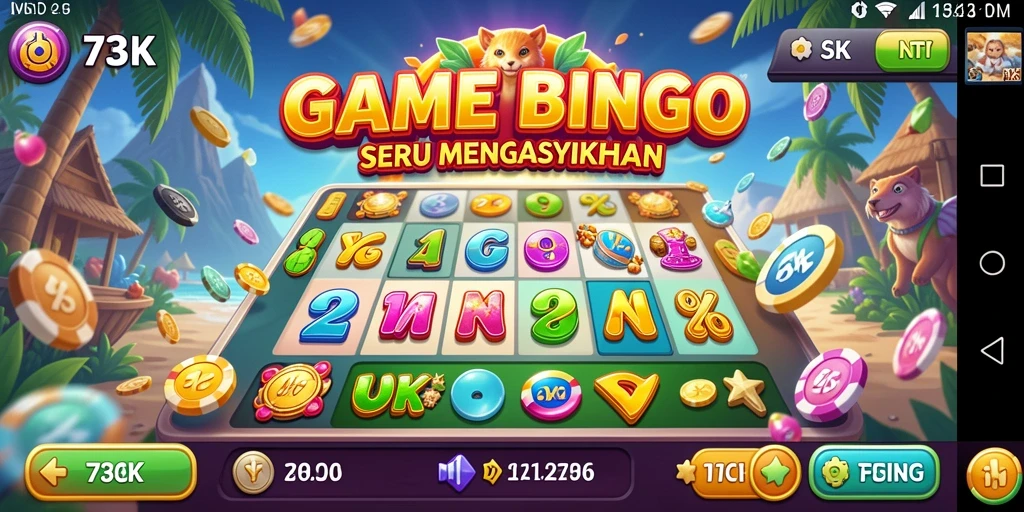 Screenshot utama 73K menampilkan gameplay Bingo yang seru dan menantang.