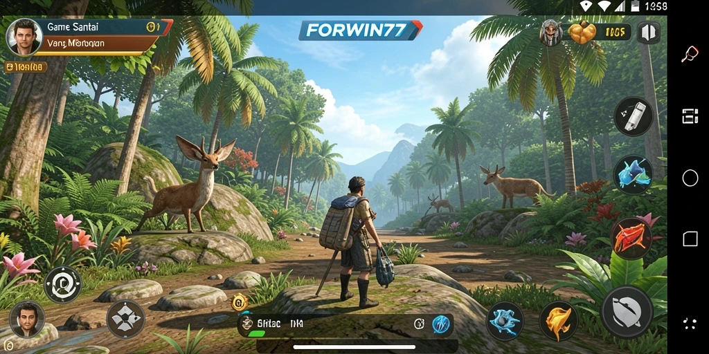 Tampilan gameplay FORWIN77 yang menarik dan penuh warna.