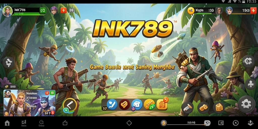 Tampilan gameplay menyenangkan dari INK789 yang penuh warna.