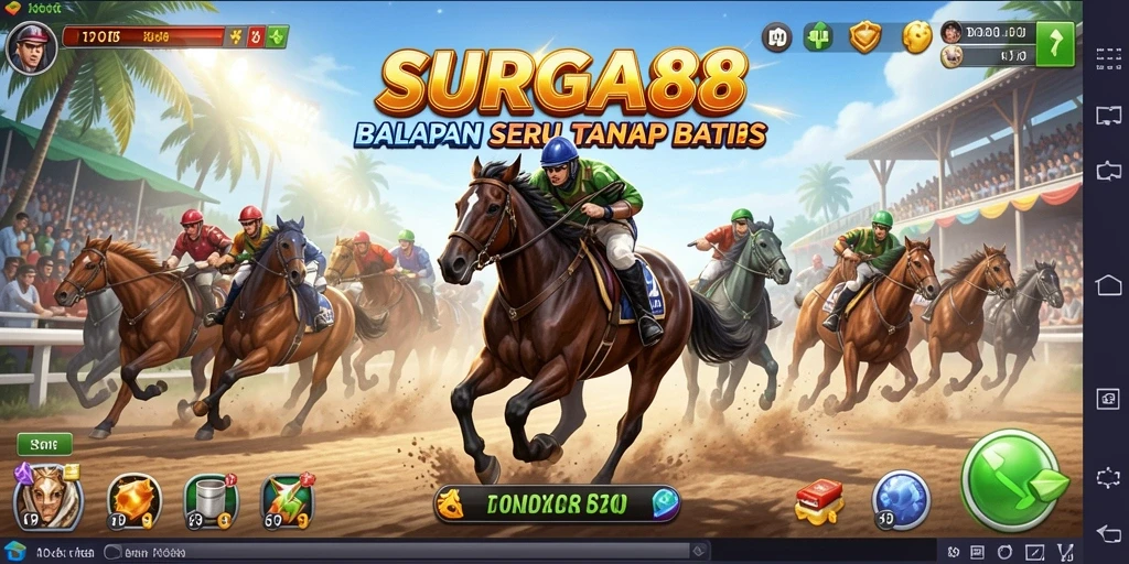 Tampilan gameplay SURGA88 yang mendebarkan di lintasan balap.